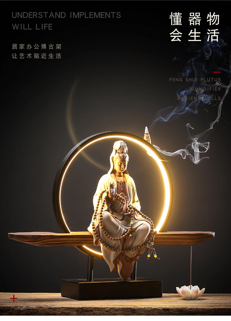 large HOME temple high grade Buddhist Buddha statue light Guanyin bodhisattva Buddha Ceramic statue bless safe health good luck