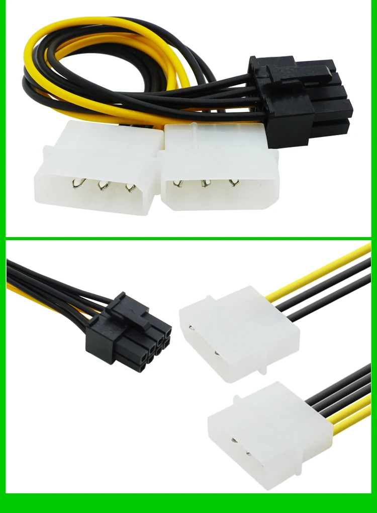 Server PC Internal Dual 2 IDE Molex Ke GPU 8Pin 8P Kabel Kabel Konverter Daya Kabel 18AWG 15Cm