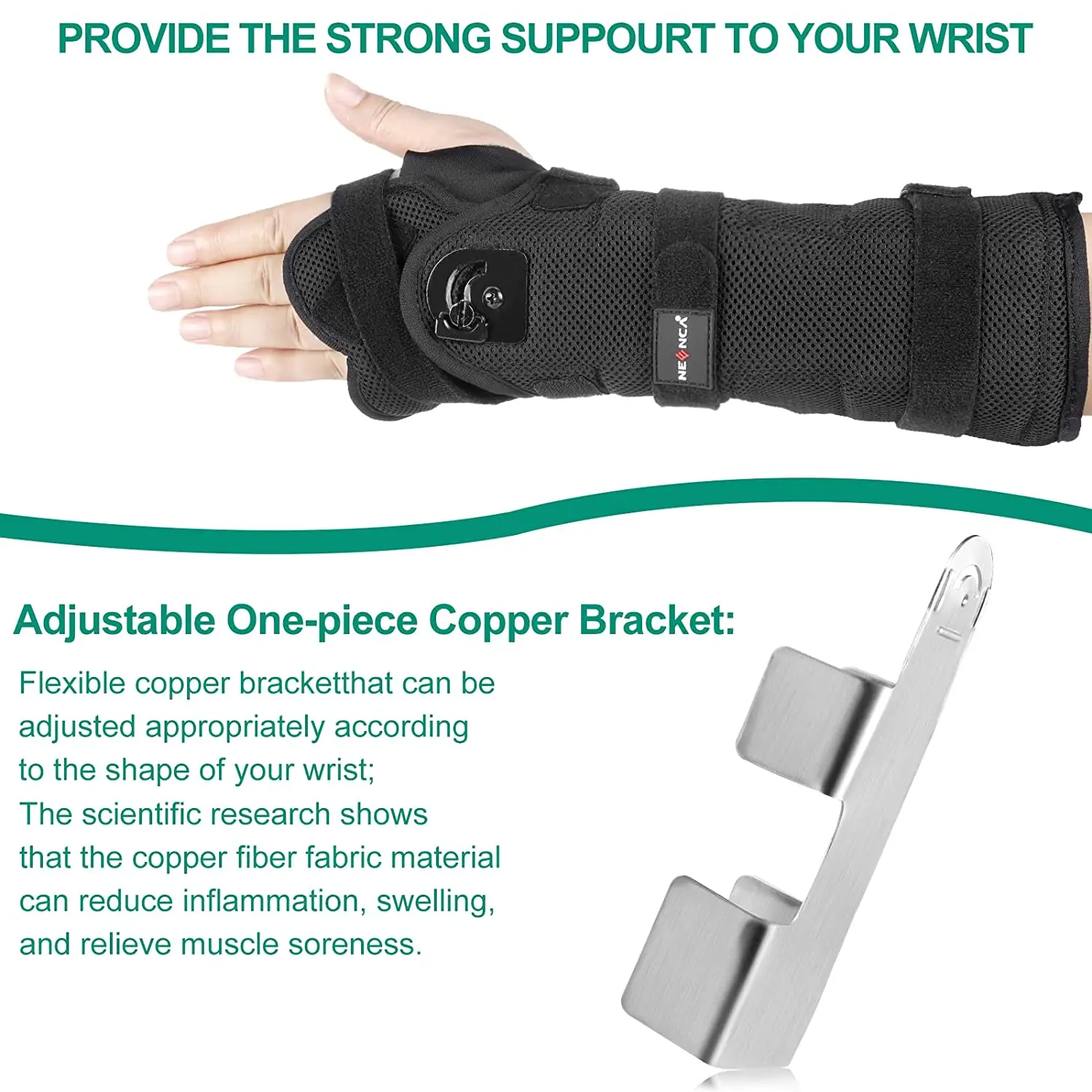 NEENCA Wrist Support Brace with Splints and Adjustment Knob Palm Wrist Orthosis Relieve and Treat Wrist Pain or Injuries