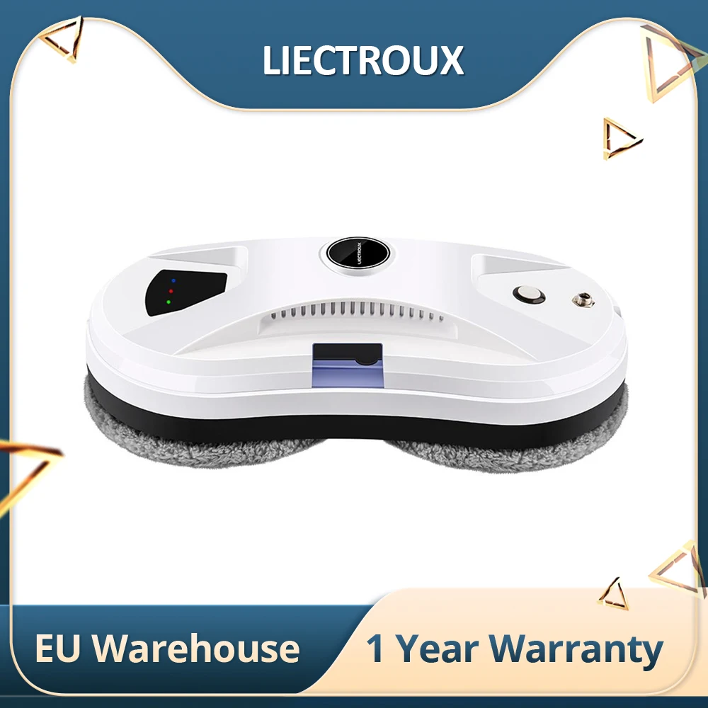 LIECTROUX YW610 Robot Window Cleaner, 2800Pa Suction, 90W ,500mAh, Single Water Spray, 30ml Water Tank, Border Detection