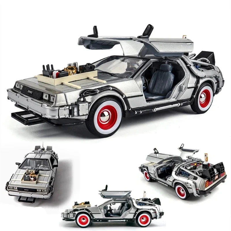 Welly 1:24 DMC-12 DeLorean Time Machine Back to the Future Car Model Diecasts Metal Vehicles Car Model Simulation Kids Toys Gift