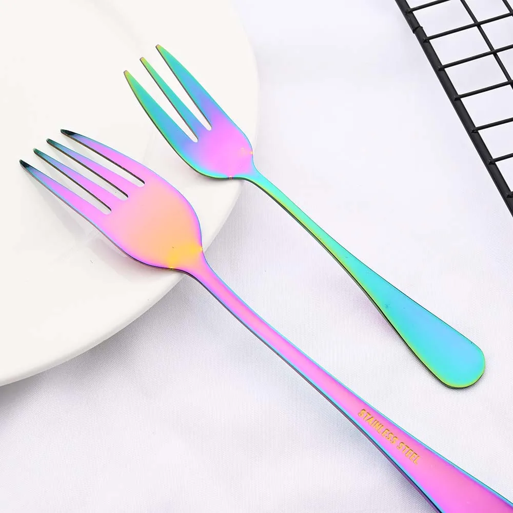 6/30Pcs Stainless Steel Dinner Luxury Black Dinnerware Set Knife Fruit Fork Spoon Cutlery Set Kitchen Tableware Silverware Set