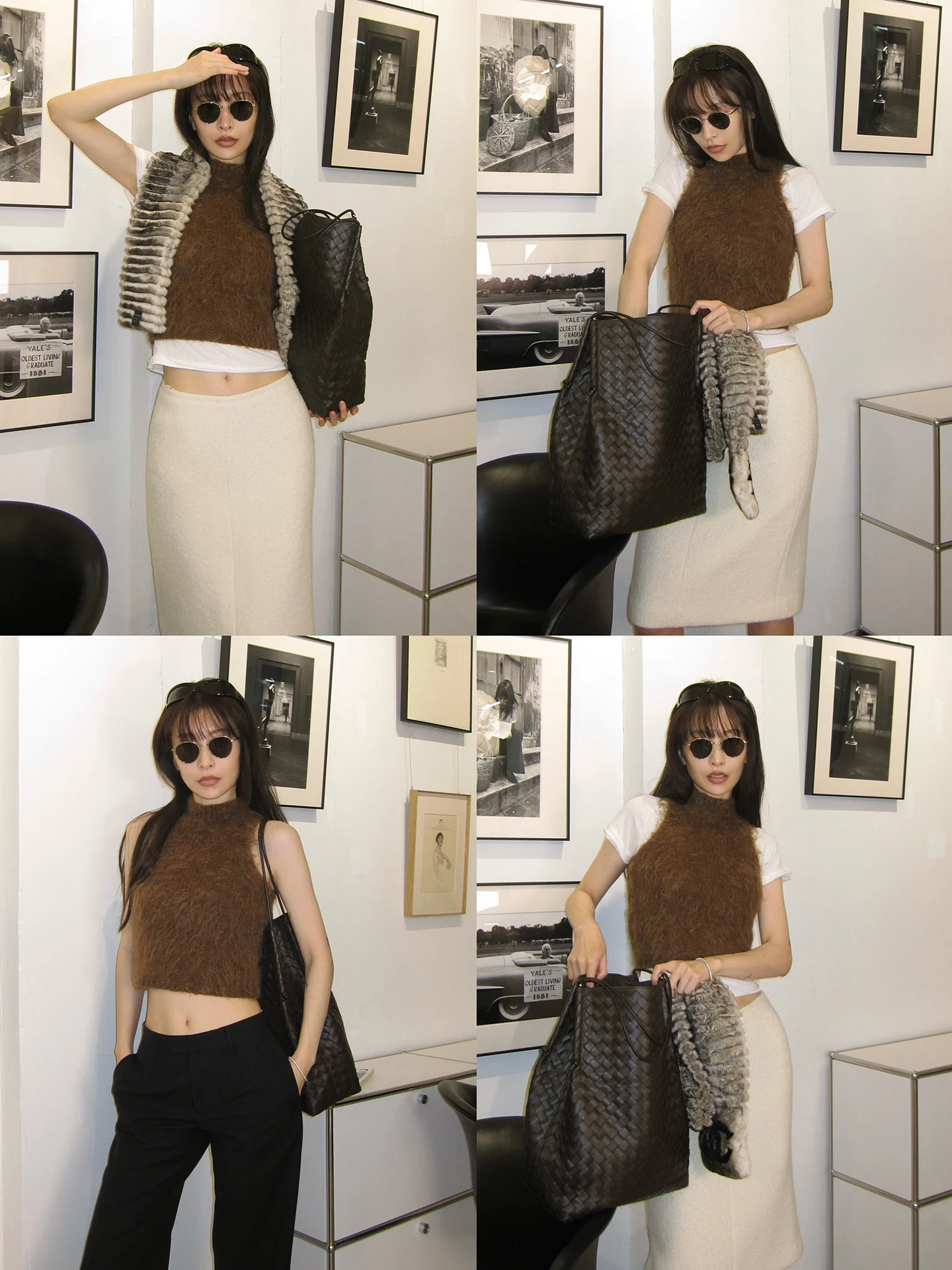 

SapphireStreet Retro 80s Mohair Chestnut f High Collar Vest Layering Women's Knittedwear Slim Fit Commute Sle Spring Col...