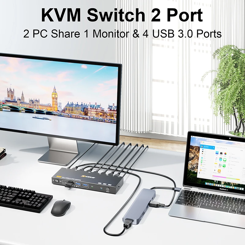 USB スプリッター スイッチャー USB3.0/HDMI 対応 KVM SWITCH 拡張画面 KVM スプリッター エクステンダー スプリッター アダプター ドック ステーション 8K