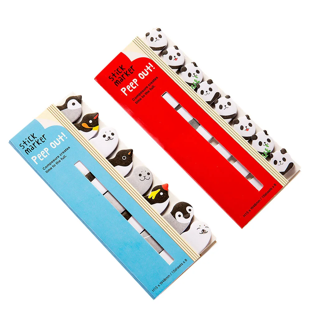

2PCS Animal Bookmark Cute Memo Pads Office School Supplies Self Stick Flags Mark Pages Highlight Documents