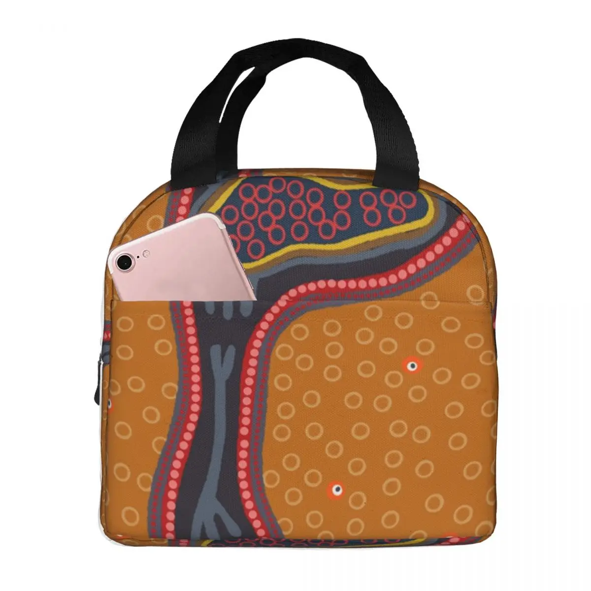 Abstract Tribal Map Lunch Bag Women Cooler Warm Insulated Lunch Boxes for School