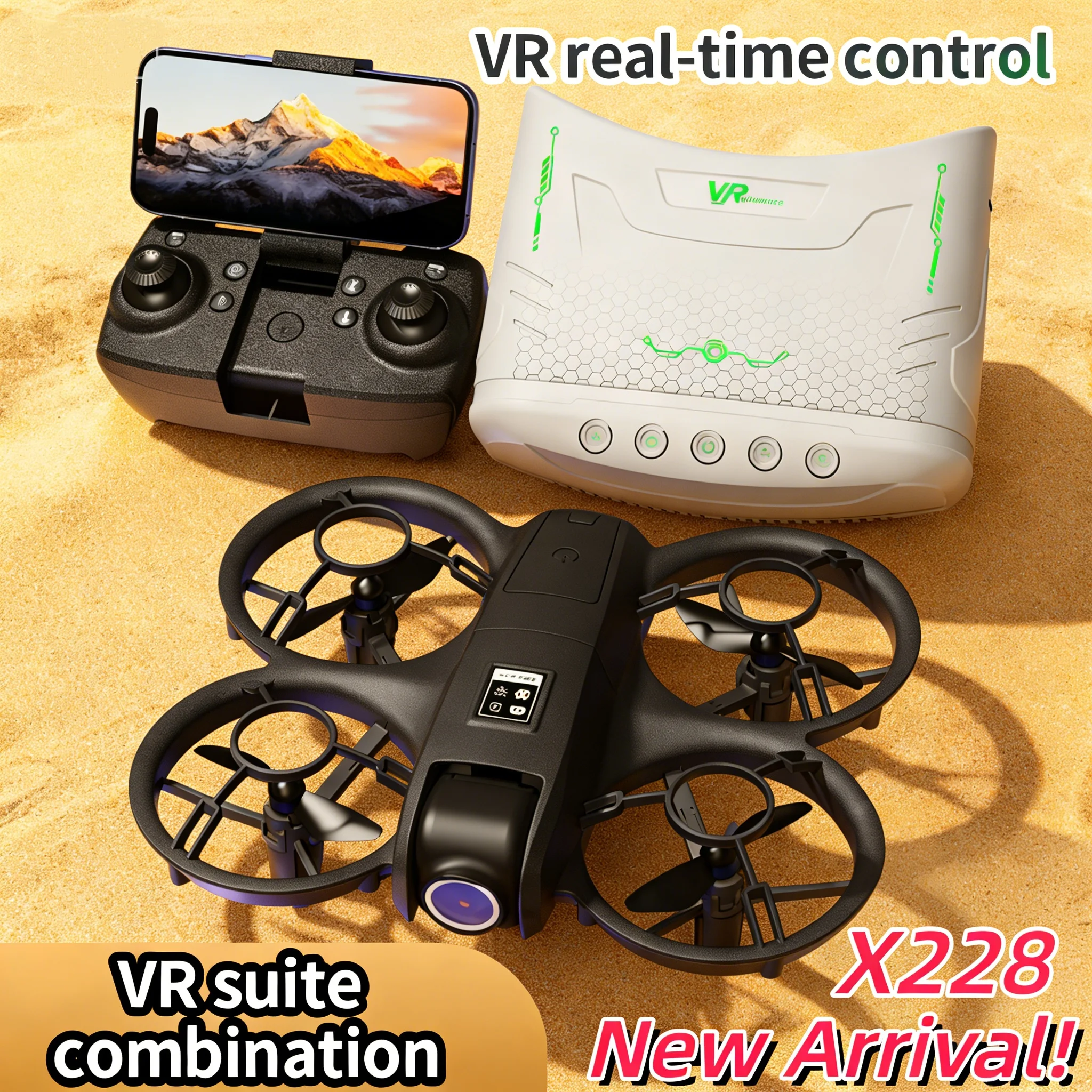 4K Dual Camera Drone for Beginners with VR Headset Optical Flow Control 360° Flips Headless Mode One Key Return Toy Quadcopter