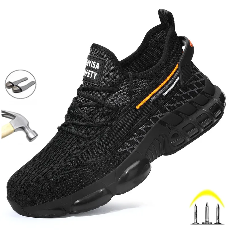 

New Men Safety Shoes Work Sneakers Anti-smash Anti-puncture Work Protective Shoes Breathable Light Men Security Steel Toe Shoes