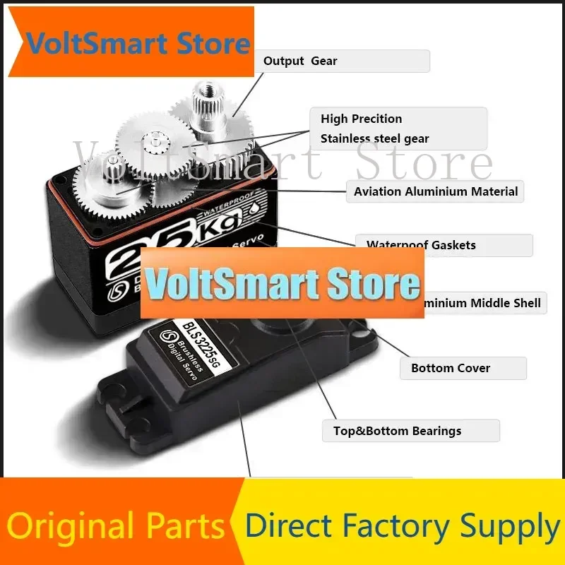 VoltSDsservo BLS3225 25KG Semi-Metal Brushless High Torque Digital Servo Waterproof High Power Large Torque For 1/8 1/10 Car RC