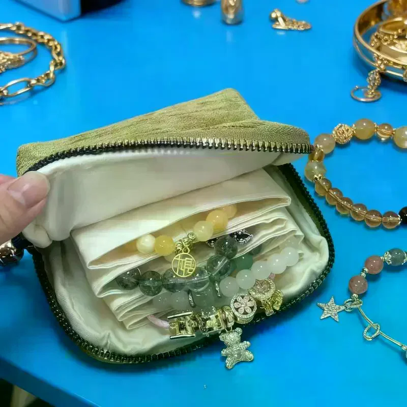5-Layer Jewelry Storage Bag Velvet Jewelry Pouch Bags For Watch Bracelet Rings Earrings Portable Travel Jewelry Case