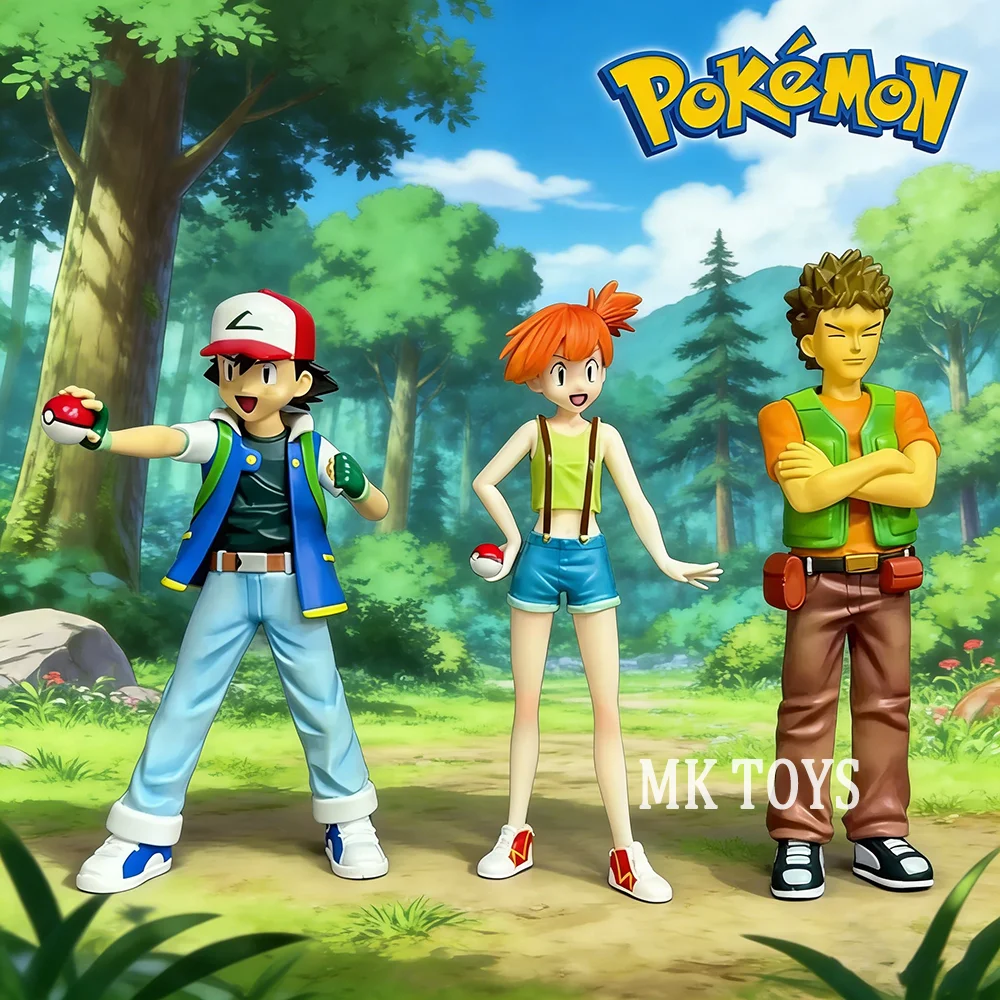 Anime Pokemen Figure Ash Ketchum Misty Brock Action Figures Pvc Statue Desktop Ornamen Collection Model Toys Gifts 13-15cm