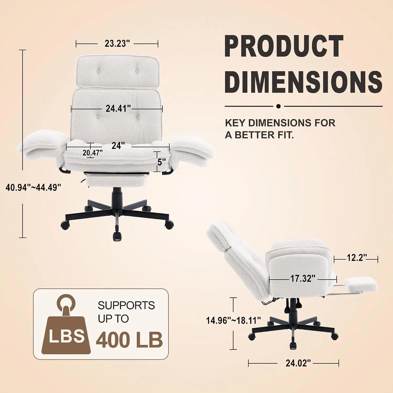 Criss Cross Office Chair with Wheels Flip-Up Arms Headrest White, Customized