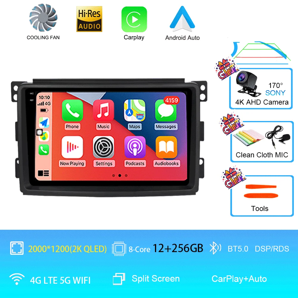 Android 15 Voor Mercedes Benz Smart Fortwo 451 2006 2007 2008 2009 Autoradio GPS Carplay Multimedia Speler Navigatie Stereo auto