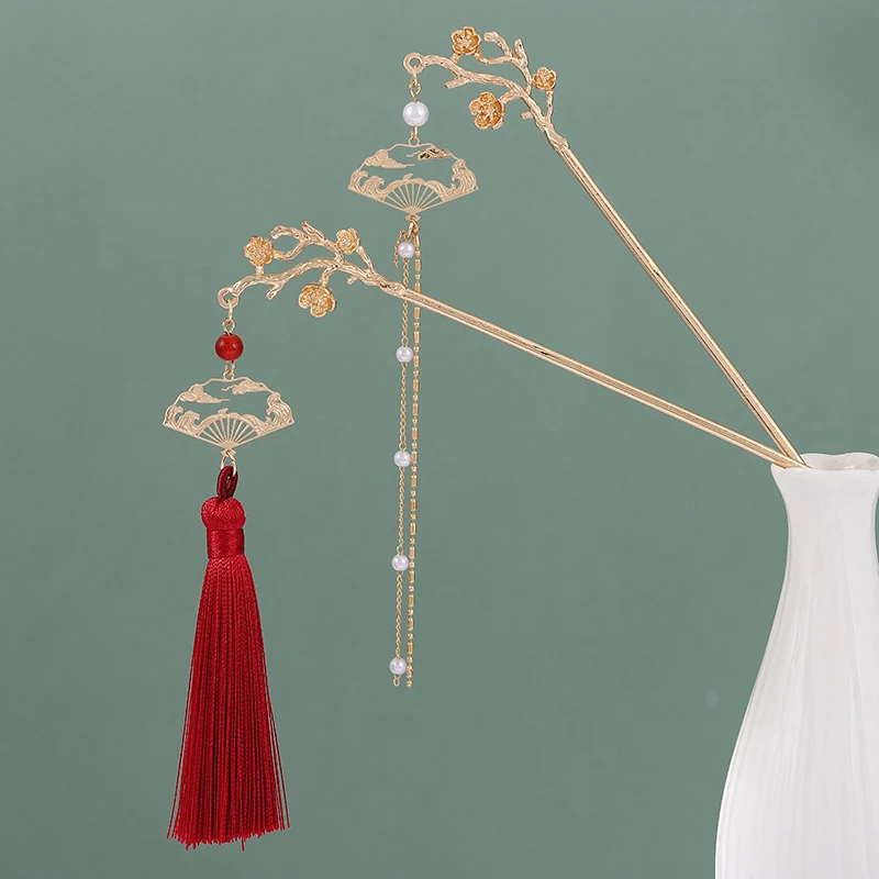New Chinese Style Step Shake Pearl Tassel Women's Qipao Headwear High Fashion Pan Hair Hairpin Xiuhe Hairpin view 5
