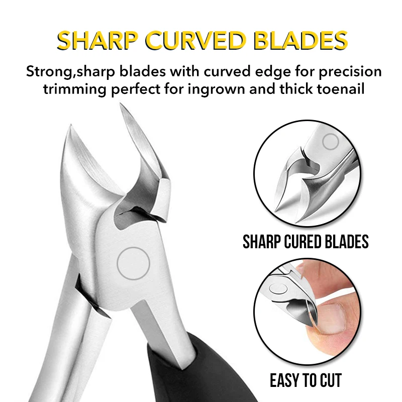 Stainless Steel Nail Clippers Trimmer Ingrown Pedicure Care Professional Cutting Tools for Feet Toenail Paronychia Improved