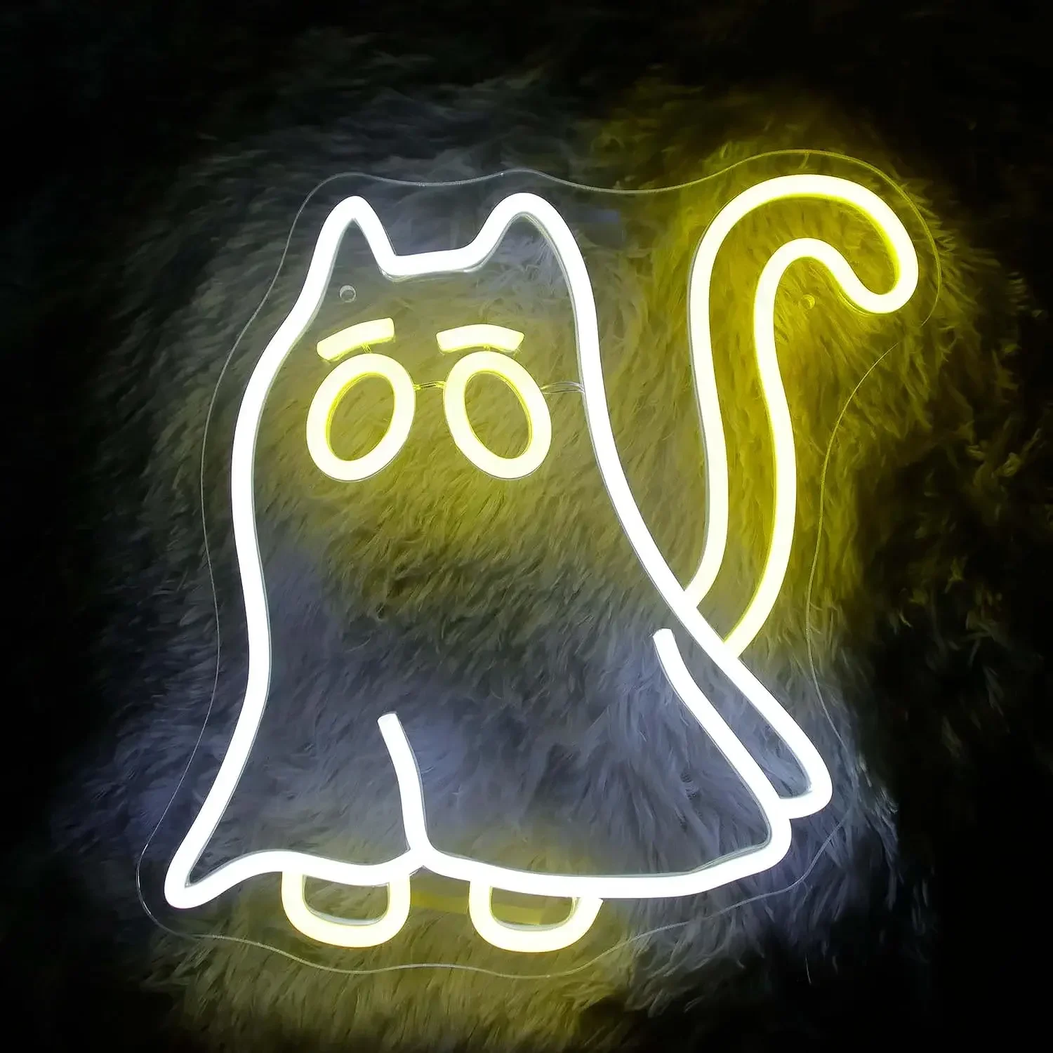 

Cute Halloween Ghost Cat Neon Signs USB Powered for Bedrooms Living Rooms Game Room Party Birthday Gifts for Boys Girls Kids