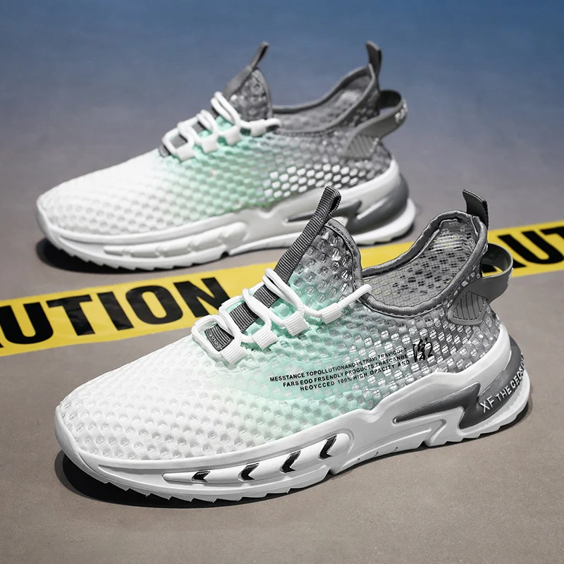 

Men's Summer Outdoor Sandals Breathable Mesh Lace-Up Sporty Beach Shoes Soft Bottom Lightweight Water-Proof Driving Shoes