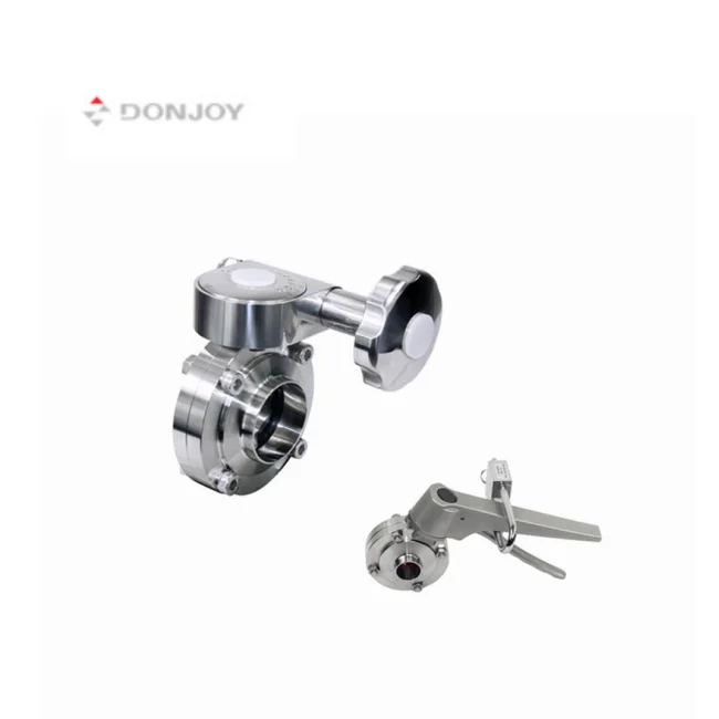 

DONJOY manual stainless steel butterfly valve with handle lever sanitary butterfly valve butterfly valve