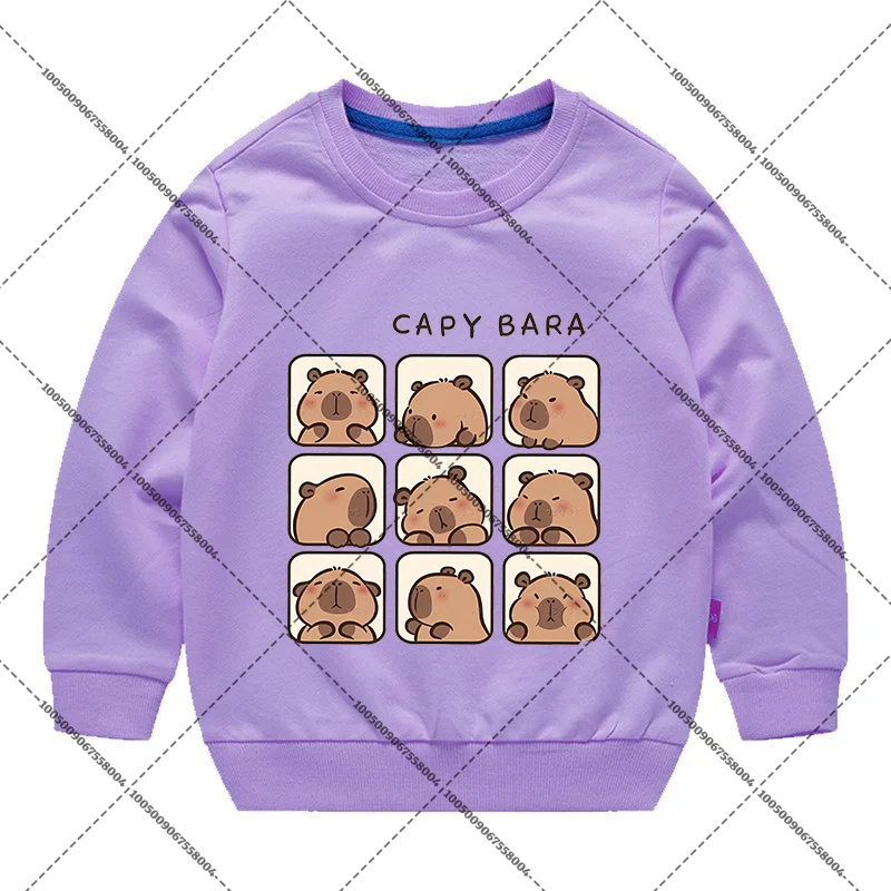 Capybaras 다채로운 운동복 코튼 후드 티 풀오버 긴 소매 만화 그림 티셔츠 어린이 내구성이 퇴색하지 않음 귀여운 옷