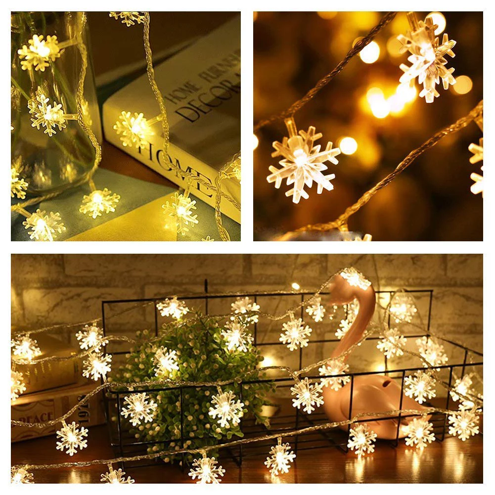 Snowflake String Light para o Natal, Fairy LED Ball Light, Lanternas de Natal, Decoração de festa ao ar livre, 20 LEDs