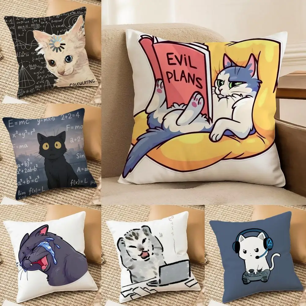 

fashing cat thinking network pattern Pillow Case Silky elegant Comfort Sofa Bed Invisible zipper
