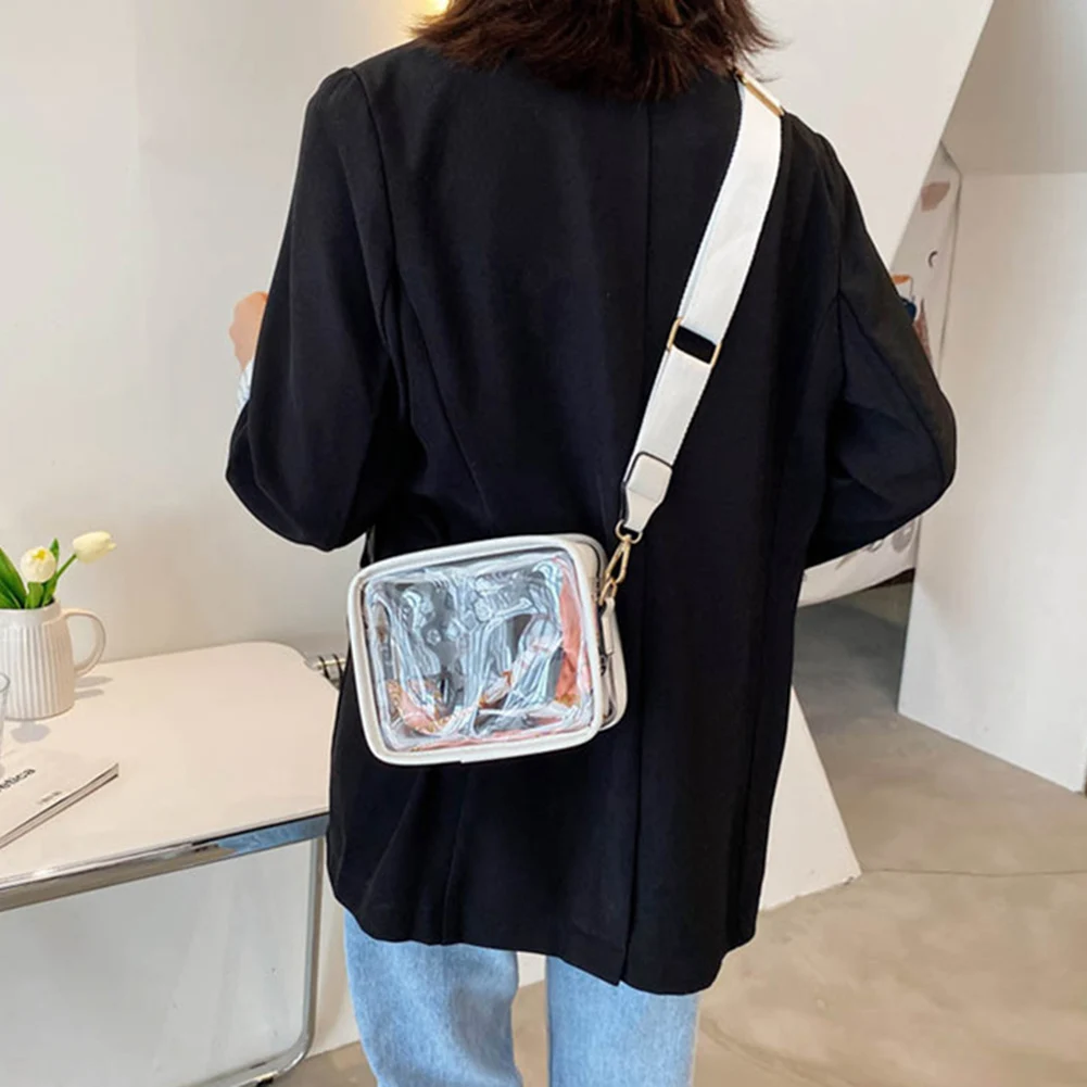 PVC Clear Crossbody Bags for Women Transparent Messenger Bag Shoulder Handbag Small Square Phone Bag Waterproof Wallet Purse