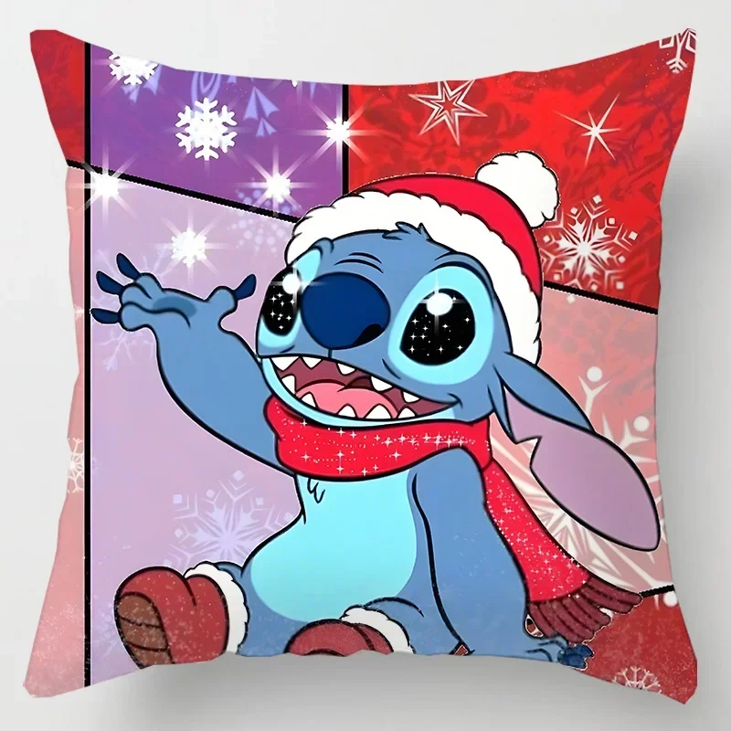 Disney-funda de almohada de Lilo & Stitch, 45x45cm, bonita figura de Anime, decoración Interior de habitación de niños, regalos