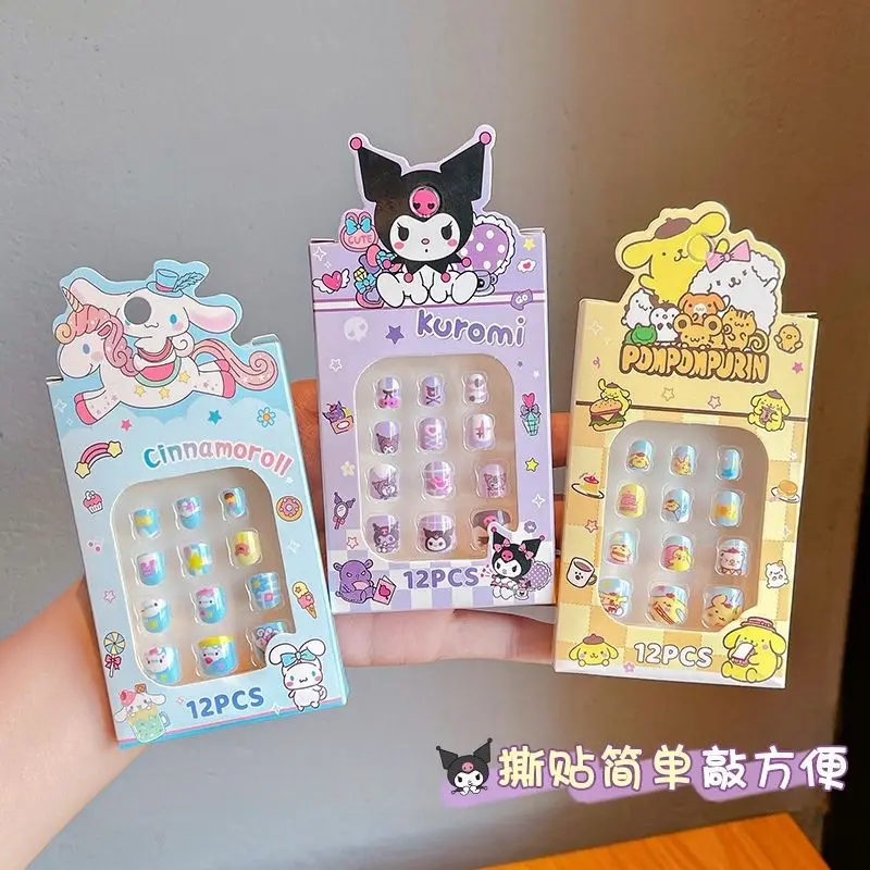 3pcs Hello Kitty Anime Kawaii Sanrio Ins Mode Kinderen Nail Stickers Leuke Cartoon Cinnamoroll Patches Cadeaus voor Kinderen