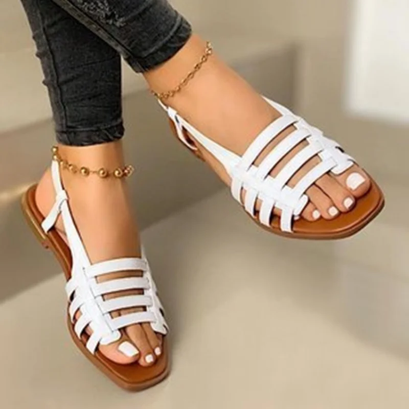 

Versatile Lightweight Flat Sandals 2025 New Fashion Trend Spring Summer Woven Beach Shoes Comfortable Single Sole for Casual Wea