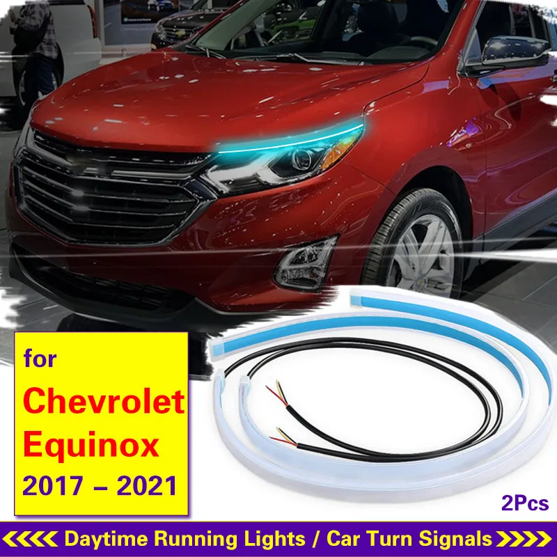 

For Chevrolet Equinox 2017-2021 Double Color Car Soft Tube Waterproof LED Strip DRL Flowing Turn Lamp Daytime Running Strip 2pcs