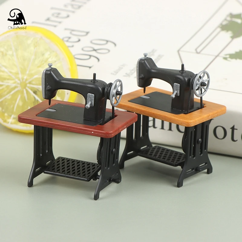 1:12 Dollhouse Miniature Furniture Retro Sewing Machine Knitting Tools Model Doll House Home Decor Toy