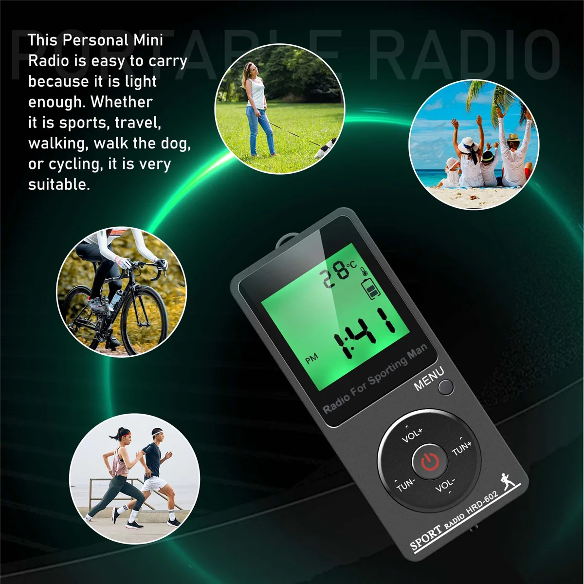 AM FM Portable Radio Personal Radio with Headphones Walkman Radio with Rechargeable Battery Digital Display Stereo Radio image 6