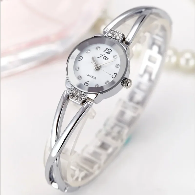 Pulseira de aço inoxidável relógio feminino esqueleto banda strass moda simples relógios 2024 quartzo feminino relógio relogio mujer