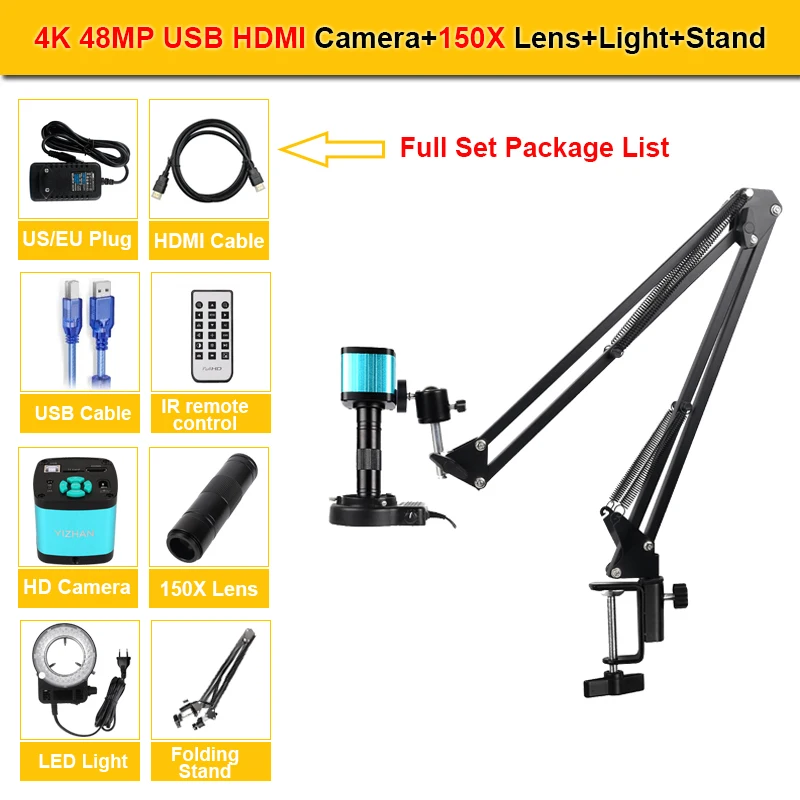 YIZHAN 4K UHD Elektronische Digitale Microscoop IMX327 HDMI USB Soldeercamera 130X 150X 180X Zoomlens voor PCB Reparatie Tools
