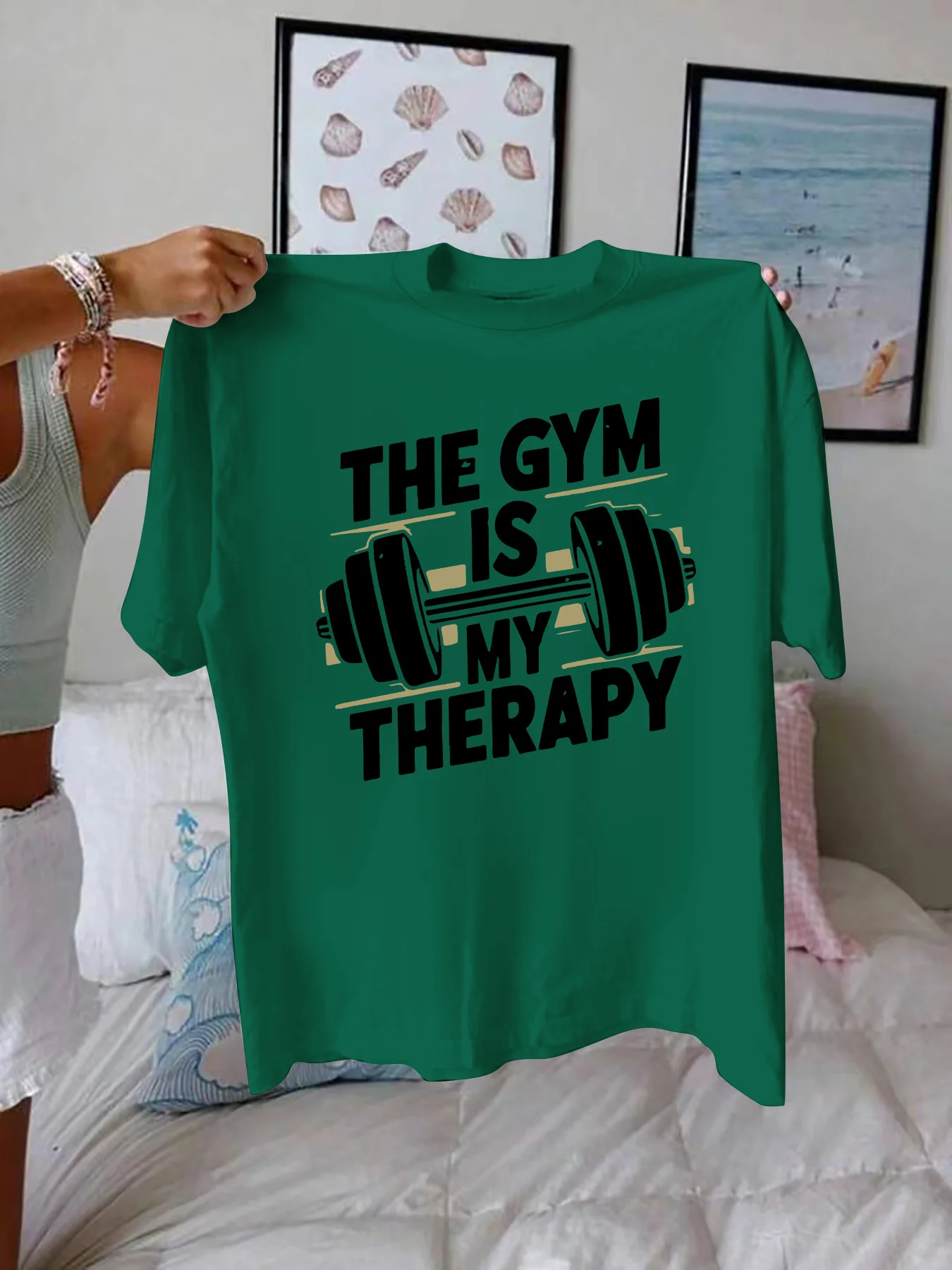 

Fashionable Ladies round Neck Short Sleeve T-Shirt with Letter Pattern Print Casual Comfortable Women's Top