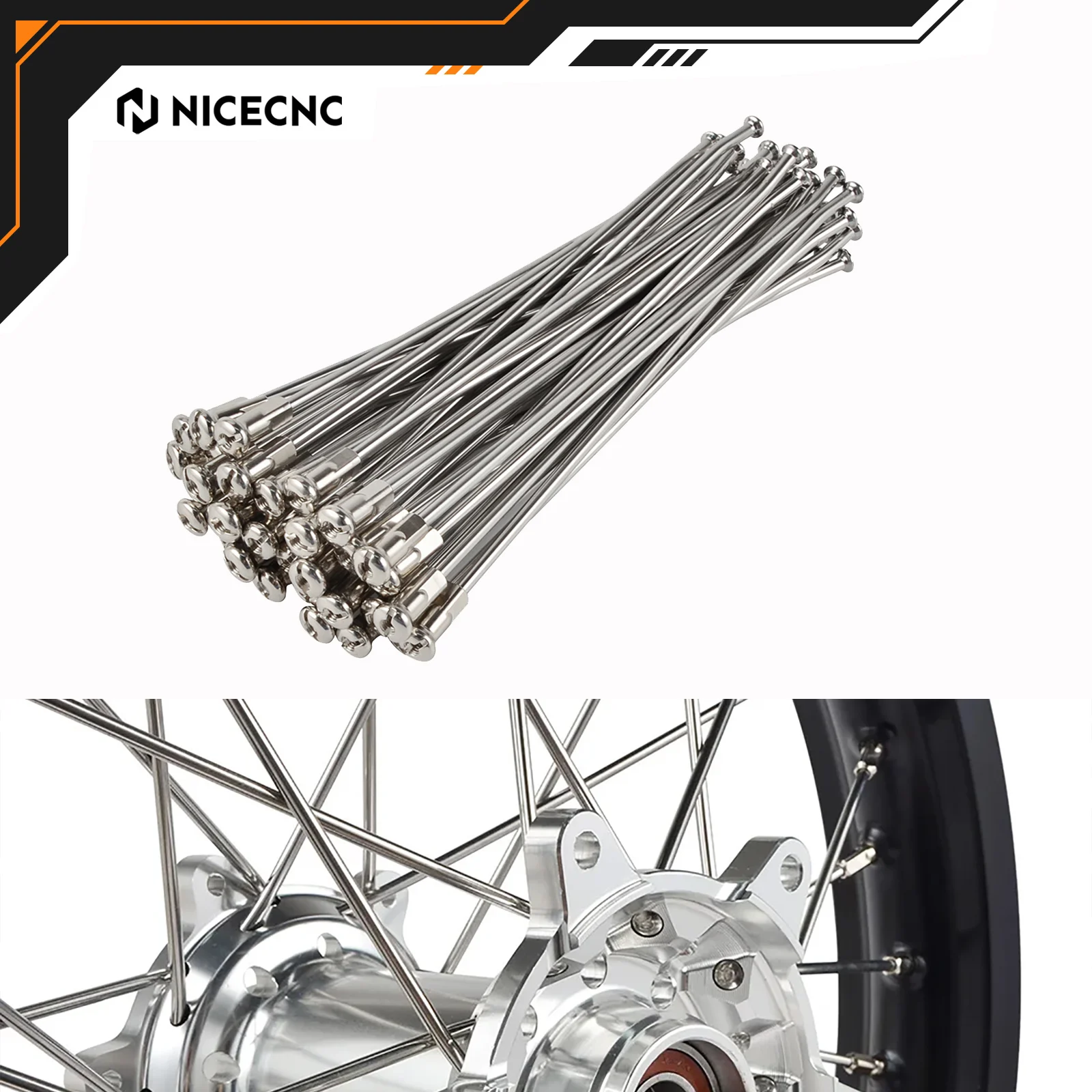 

NICECNC For KTM EXC 300 EXC-F 350 XCW 500 XC300 XC-F 250 XCW-F 125 450 530 2005-2020 18" 36PCS Rear Wheel Spokes Nipples Set