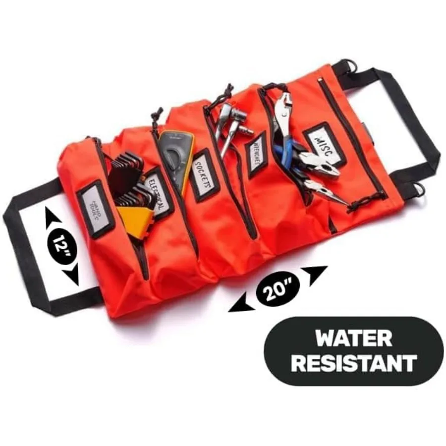 حقيبة - تصميم قابل للطي مكون من 5 جيوب لهواة الميكانيكا الكهربائيين - قماش متين مقاوم للماء مع سحاب YKK