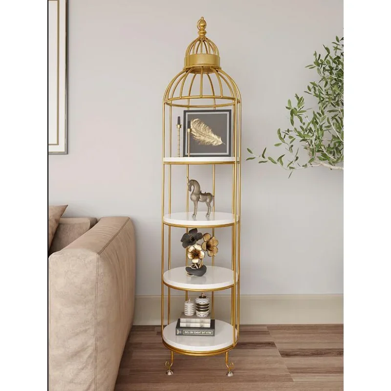 Nordic modern fashion birdcage flower rack living room rack multi-layer storage cosmetics shop window display bookshelf vitrina