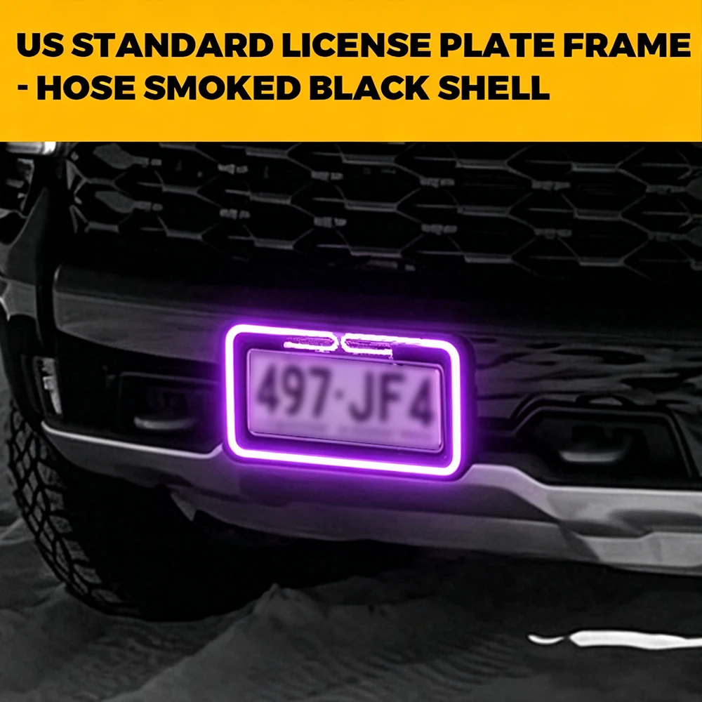 12V Red LED License Plate Frame Acrylic Lighted USA/Canada Tag Cover Holder for Auto Truck Vehicles Car Styling