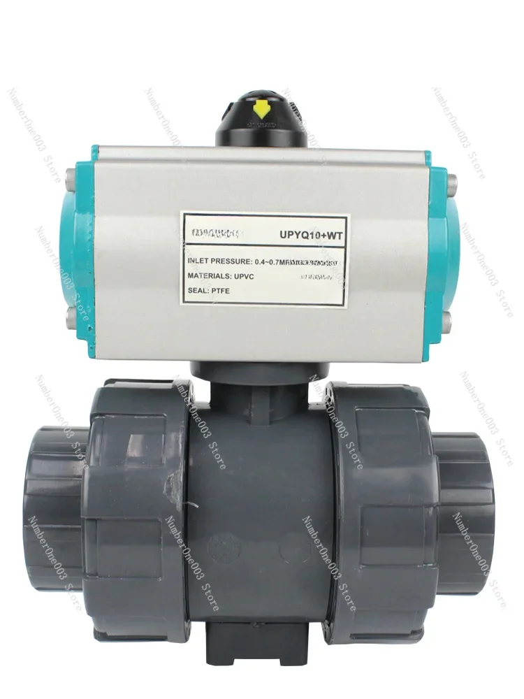 UPVC Pneumatic Ball Valve UQ621F-16S Double Oil Seal Loose Joint PVC Plastic Chemical Valve Acid And Alkali Corrosion Resistance