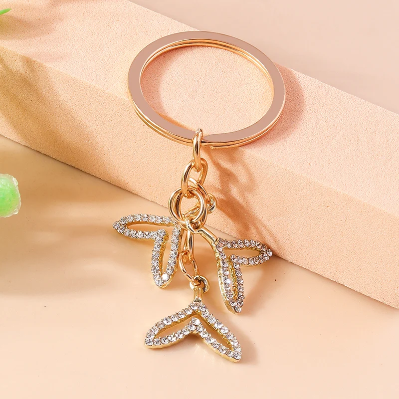 Fashion Crystal Mermaid Keychain Animal Keyrings Gift for Women Girls Handbag Pendants DIY Car Key Holder Accessories