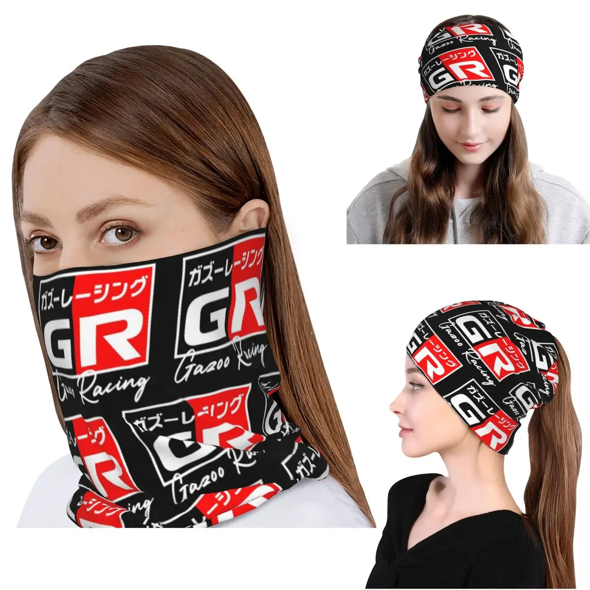 GR Japanisches Logo Sport-Bandana, Halstuch, magischer Schal, Mehrzweck-Stirnband, Mütze für Männer, Frauen, Erwachsene, atmungsaktiv