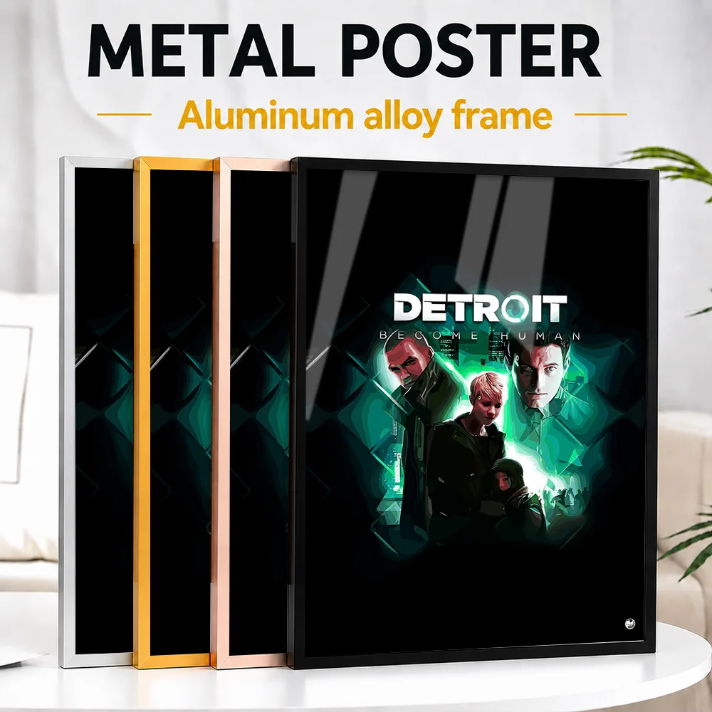 Detroit: Become Human Metal Poster With Aluminum Alloy Frame Personalized Hero Tribute Wall Art For Players Decorating Game Room