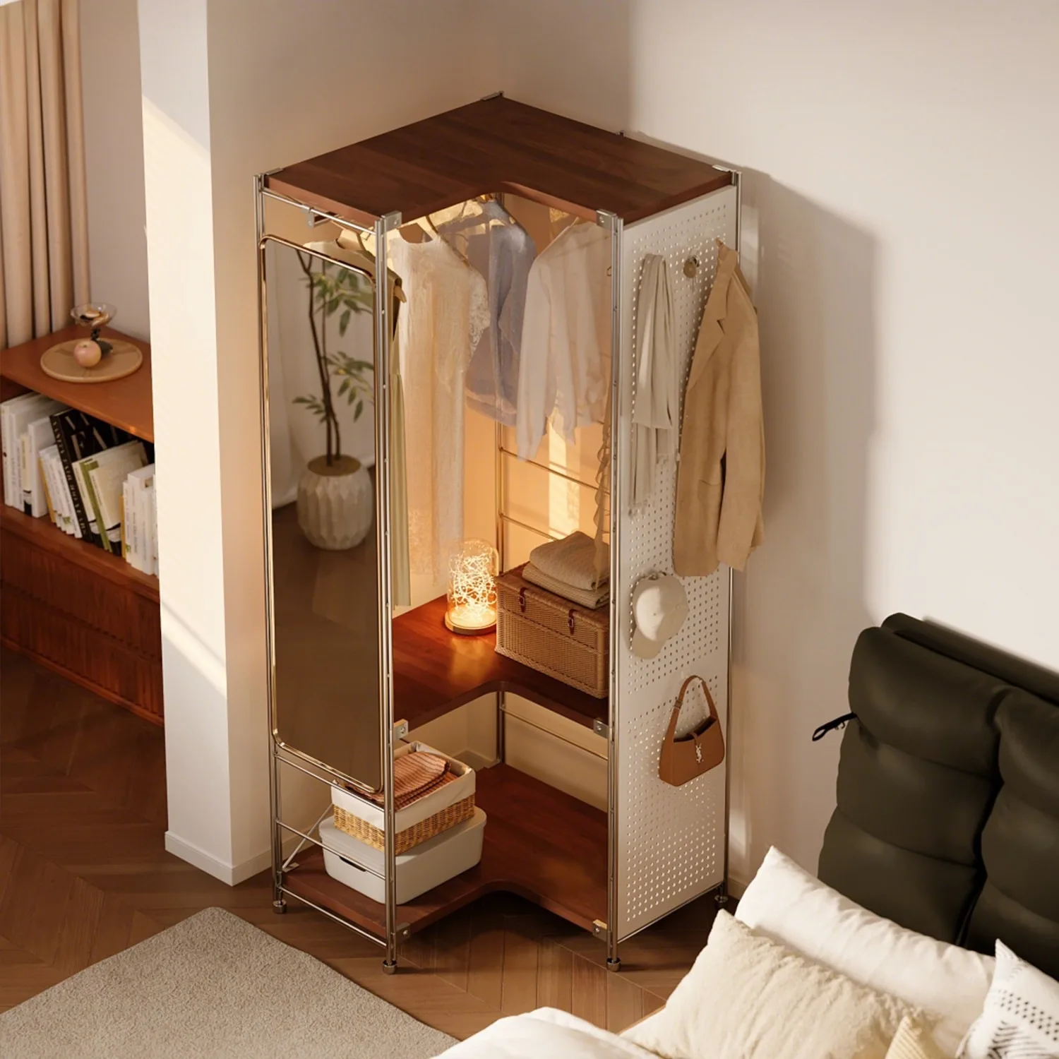 Strictly selected wardrobe corner bedroom new popular cloakroom hanger floor easy assembly new storage