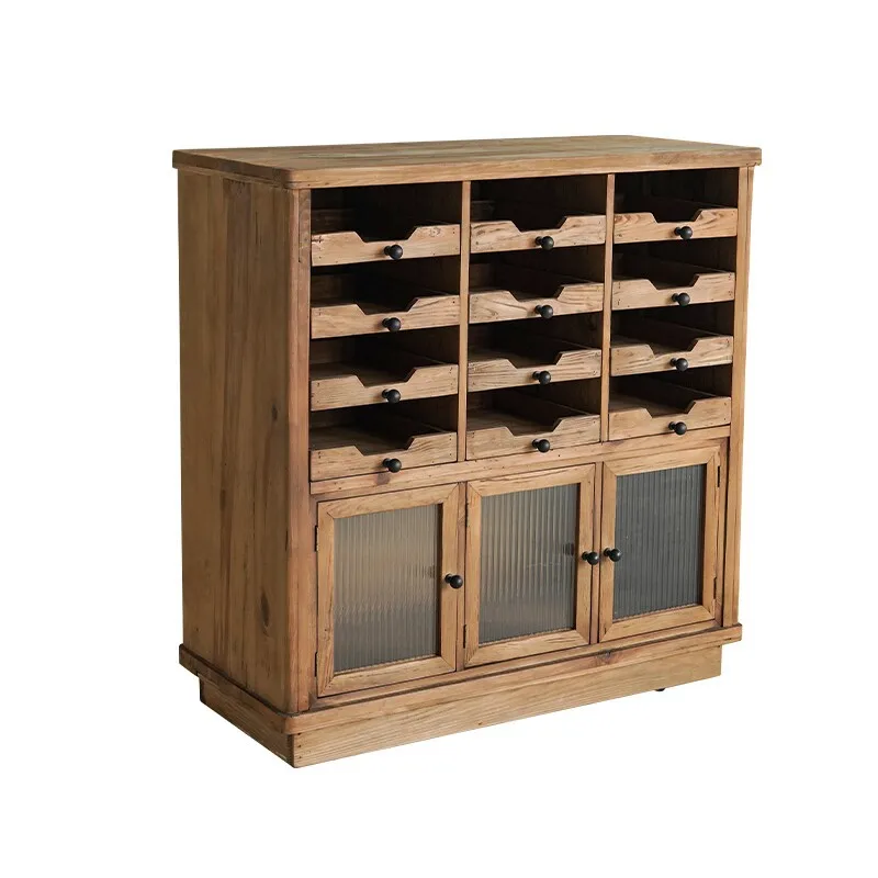 Runjia Home Furnishing Solid Wood Cabinet Display Cabinet Display Cabinet, B & B with Wheels Meal Side Cabinet