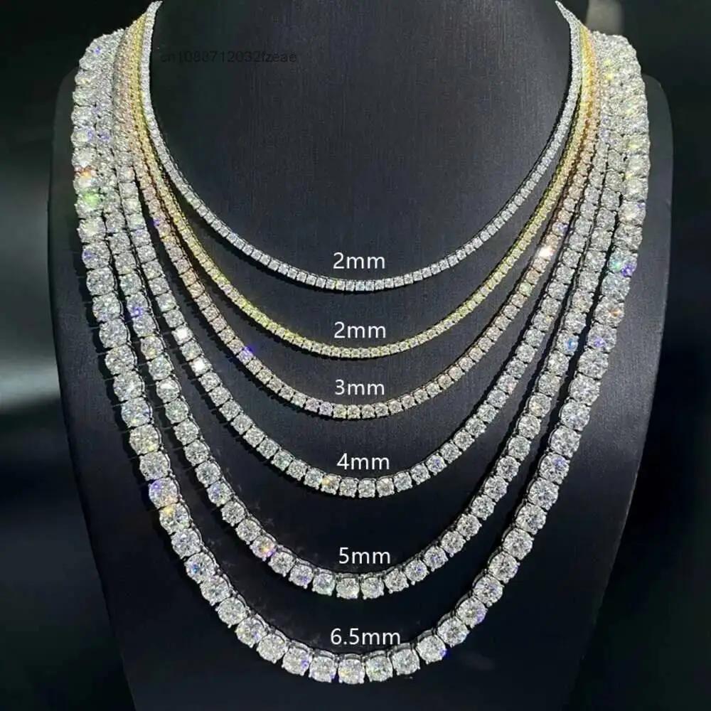 Luxury Lowest Price Custom Jewelry Gold Plated 925 Sterling Silver Iced Out 3mm 4mm 5mm d Vvs Moissanite Diamond Necklace Tennis