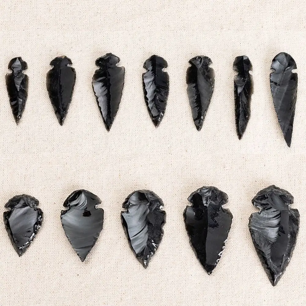 Creative Black Natural Obsidian Arrow Energy Stone Reiki Healing Black Crystal Pendant Handmade Jewelry Making Lucky Charm