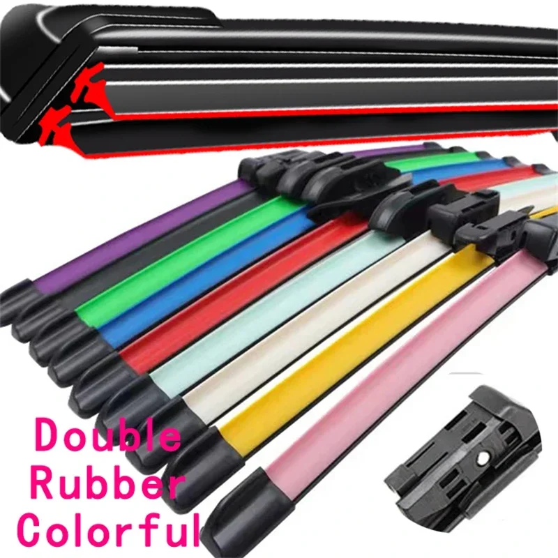 Colorful Push Button 16mm Car Windshield Wiper blades Universal Soft Double layer Rubber Frameless Bracketless 14 20