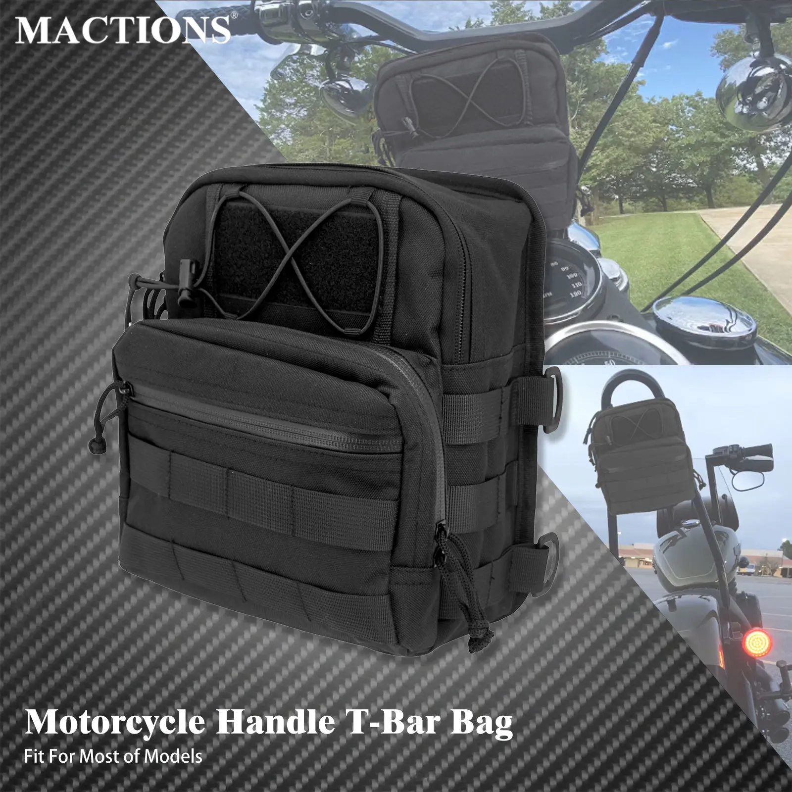 

Motorcycle Handlebar Bag Sissy Bar T-Bar Handle Tool Travel Pouch Bag Universal For Harley Sportster Softail Dyna Street Bob FLS