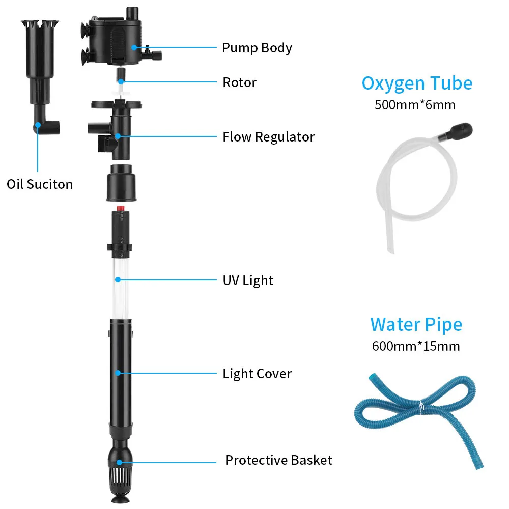 5 In 1 Submersible Pump UV Sterilization Fish Tank Oil Film Removal Silent Oxygenation Water Pumping Filter Aquarium Water Pump